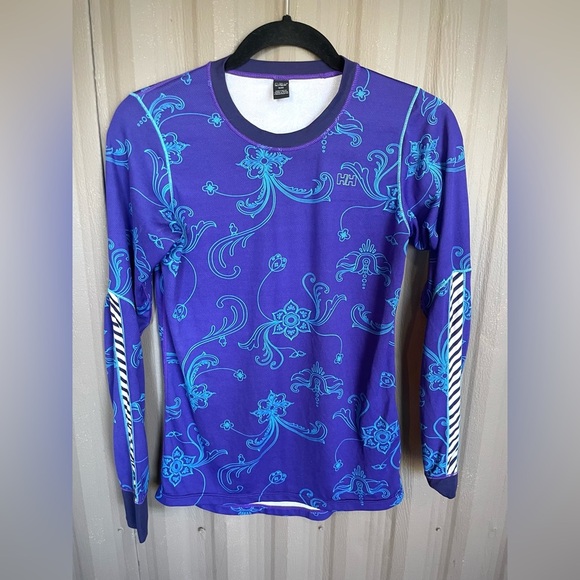 Helly Hansen Tops - Helly Hansen Base Layer Top Purple Floral Long Sleeve Crew Neck sz M